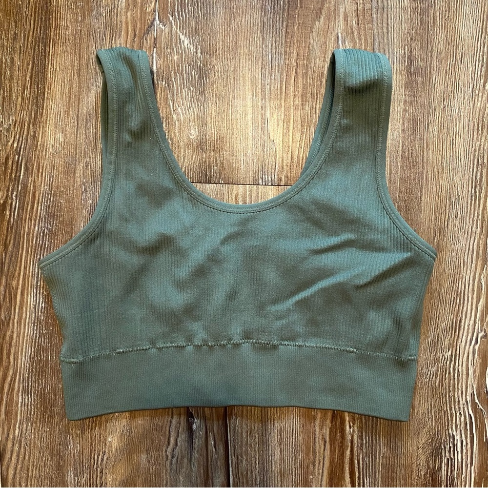 Aerie Olive Green Ribbed Women's Bralette Size Large
